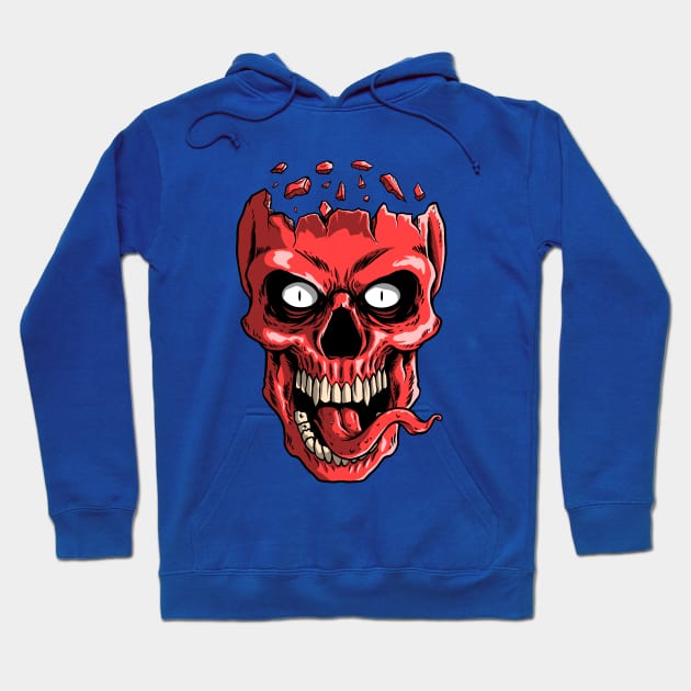 Red head skull tongue Hoodie by Mako Design 